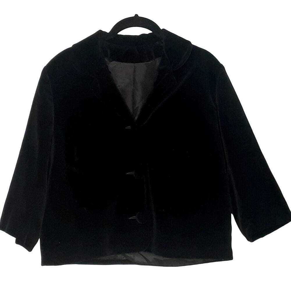Carol Brent Cropped Velvet Jacket Size Large 3/4 Sleeve Length Vintage